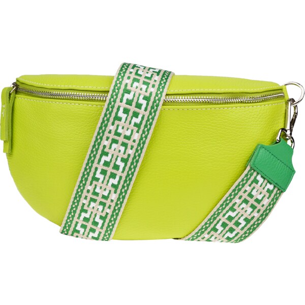 Zelená kožená talianska crossbody kabelka Reni Grande Lime s prídavným 53253664