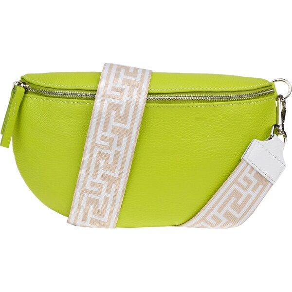 Zelená kožená talianska crossbody kabelka Reni Grande Lime s prídavným 53253668