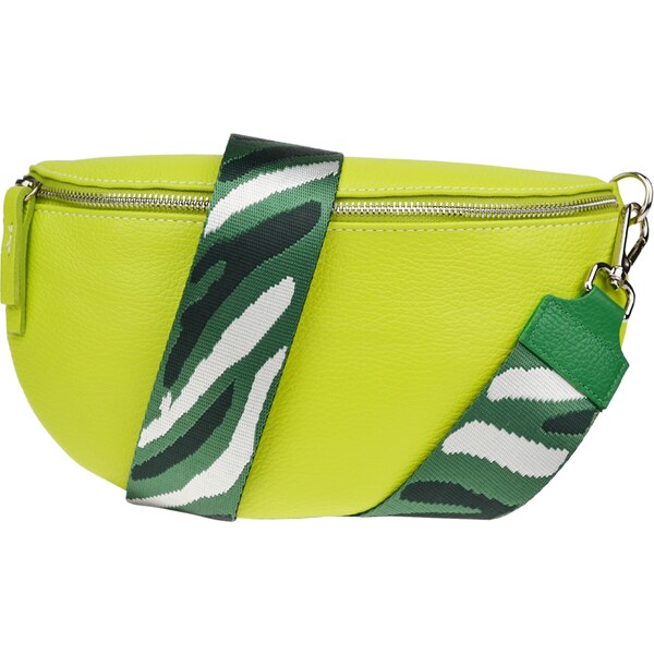 Zelená kožená talianska crossbody kabelka Reni Grande Lime s prídavným 53253666