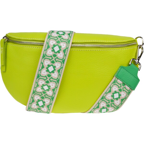 Zelená kožená talianska crossbody kabelka Reni Grande Lime s prídavným 53253667