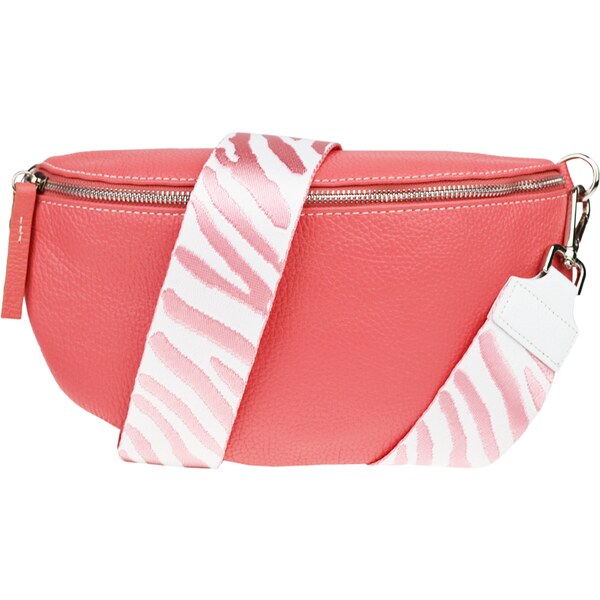 Ružová kožená talianska crossbody kabelka Reni Grande Rosa s prídavným 53253672