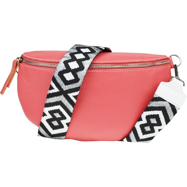 Ružová kožená talianska crossbody kabelka Reni Grande Rosa s prídavným 53253673