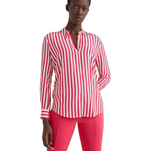 Dámska košeľa z viskózy W WW0WW31990 Červená a biela - Tommy Hilfiger 53257291