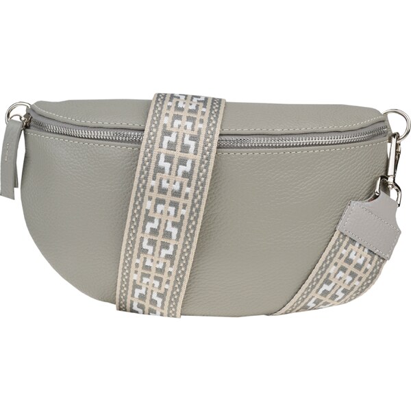 Sivá kožená talianska crossbody kabelka Reni Grande Grigia Nuvole s 53267880