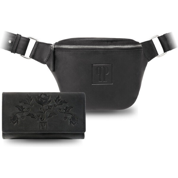 Paolo Peruzzi Dámsky set kožená peňaženka + ľadvinka ZUP-106-HBL | 53268653