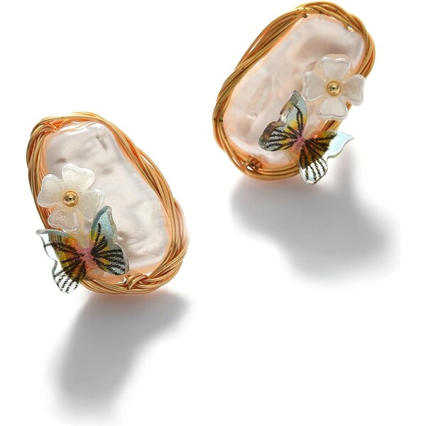 SOHI Náušnice Elle hnedá / zlatá / zelená 54264932