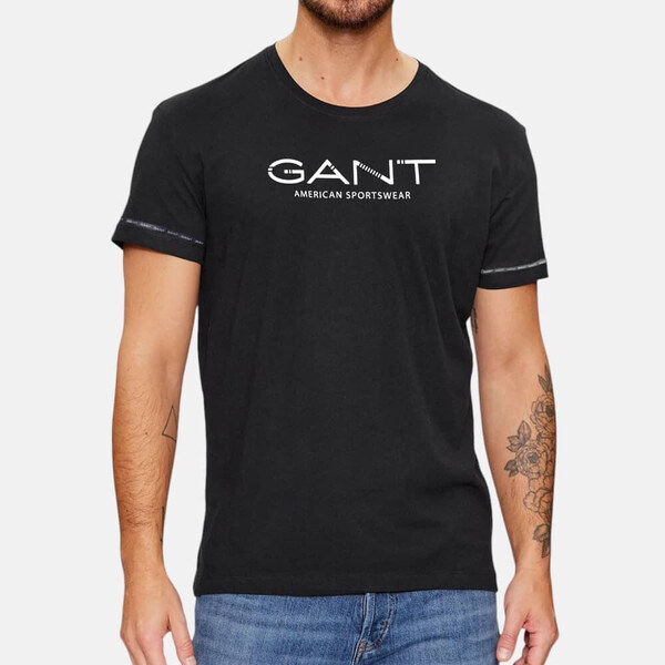 Pánské černé triko Gant 55853 53354009
