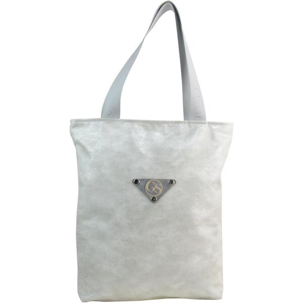 GROSSO Veľká perlovo šedá mäkká shopper dámska kabelka s látkovými 53358560