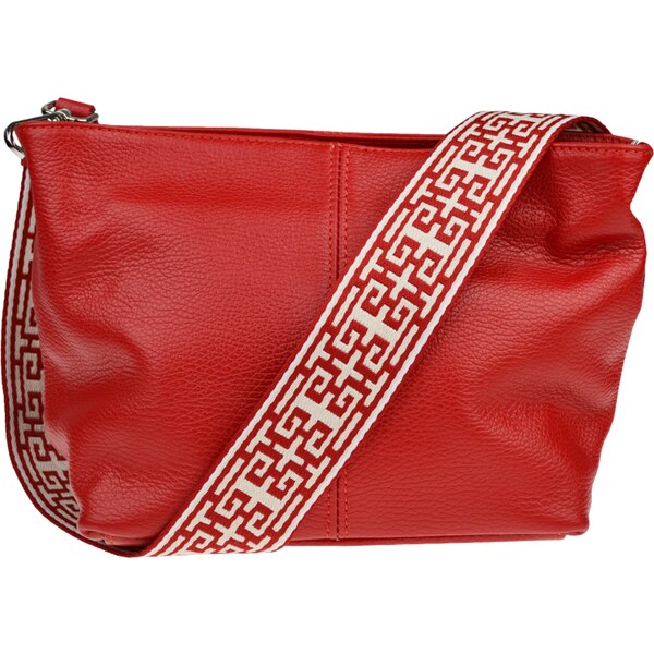 Červená kožená talianska crossbody kabelka Batilda Rosso s prídavným 53369979