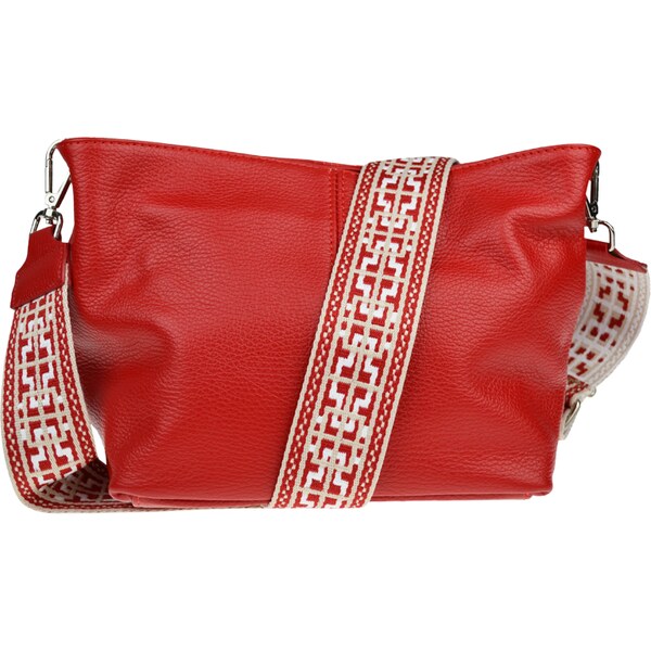 Červená kožená talianska crossbody kabelka Batilda Rosso s prídavným 53369980