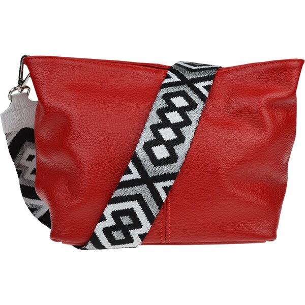 Červená kožená talianska crossbody kabelka Batilda Rosso s prídavným 53369983