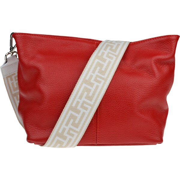 Červená kožená talianska crossbody kabelka Batilda Rosso s prídavným 53369991