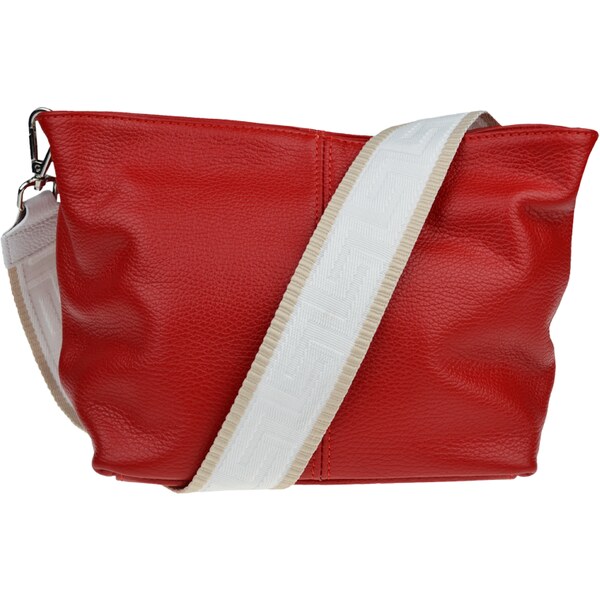 Červená kožená talianska crossbody kabelka Batilda Rosso s prídavným 53369992