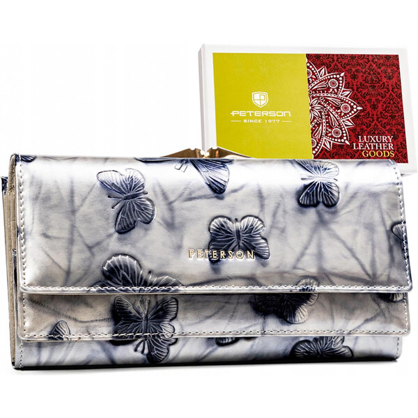 Dámska kožená peňaženka Peterson strieborná KZ50788 62179674