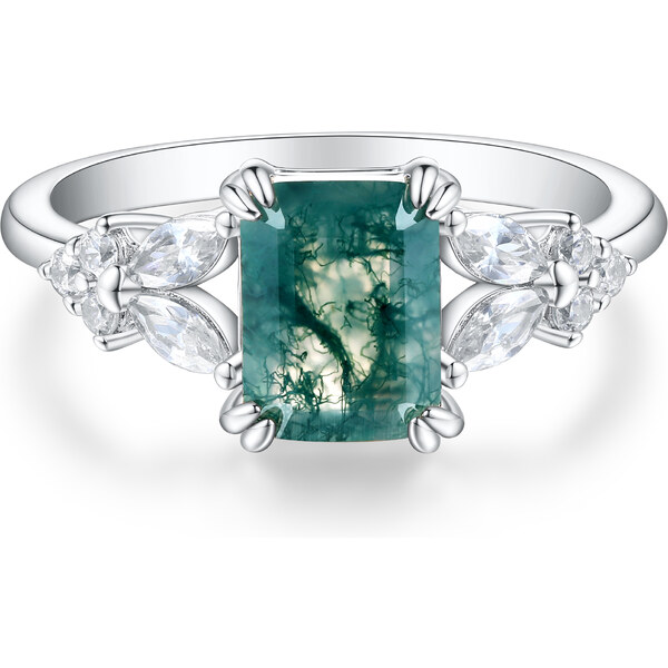 Olivie Strieborný prsteň MACHOVÝ ACHÁT 8905 53418273