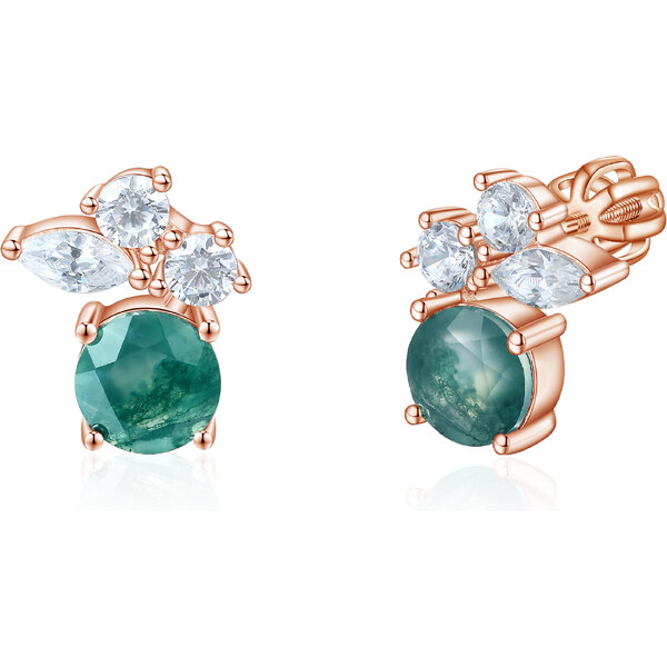 Olivie Strieborné náušnice MACHOVÝ ACHÁT ROSE 8919 53448675