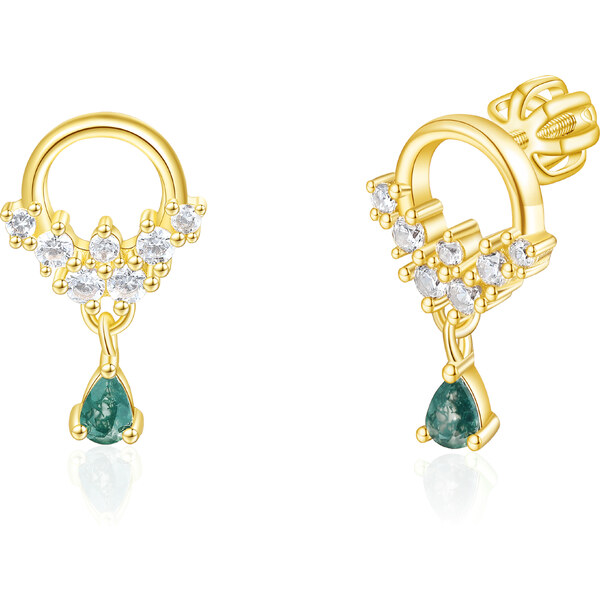 Olivie Strieborné náušnice MACHOVÝ ACHÁT GOLD 8915 53448671