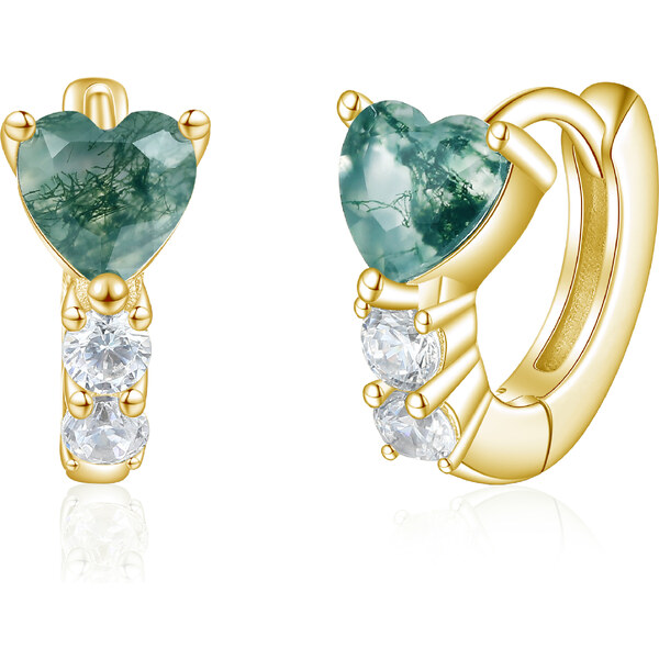 Olivie Strieborné náušnice MACHOVÝ ACHÁT GOLD 8928 53448684