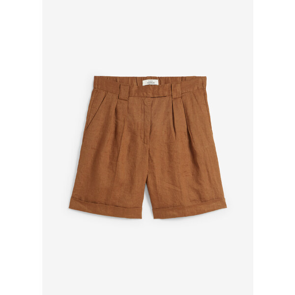 bonprix Bermudy z čistého plátna, farba hnedá 53446014