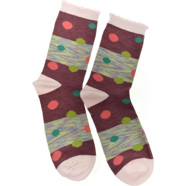 JOHN-C Dámske bordové bodkované ponožky LUCIA 53464242