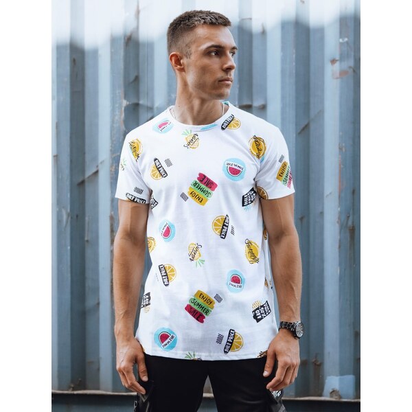 Dstreet Biele tričko s trendy letnou potlačou 53478559