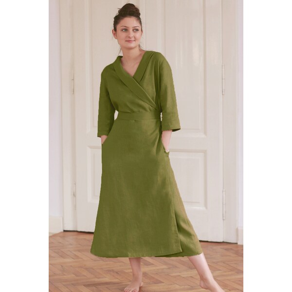 Lotika Linen Ľanové zavinovacie maxi šaty Lotika 63333879