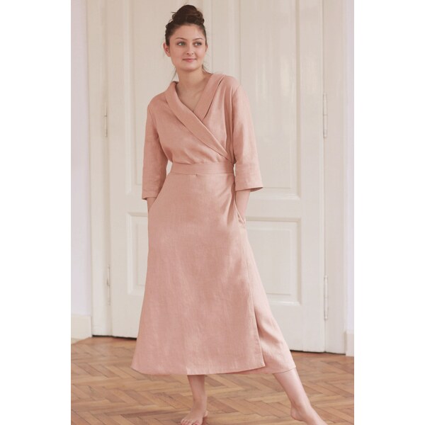 Lotika Linen Ľanové zavinovacie maxi šaty Lotika 63333882