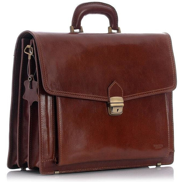 Mazzini Business MARCO MAZZINI Pánska kožená aktovka LORENZ | hnedá 53499292