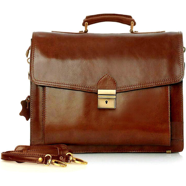Mazzini Business MARCO MAZZINI Pánska kožená aktovka LORIS | hnedá 33b 53499293
