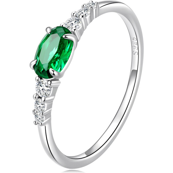 Royal Exklusive Royal Fashion strieborný prsteň Zelená krása 54110563
