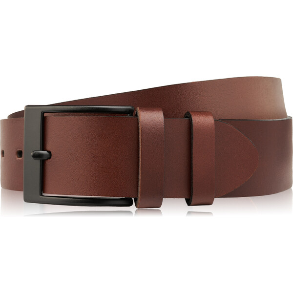 PAOLO PERUZZI Pánsky kožený opasok s čiernou prackou 120 cm | hnedá PG 53691201