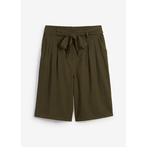 bonprix Plátené bermudy, farba zelená 53691326