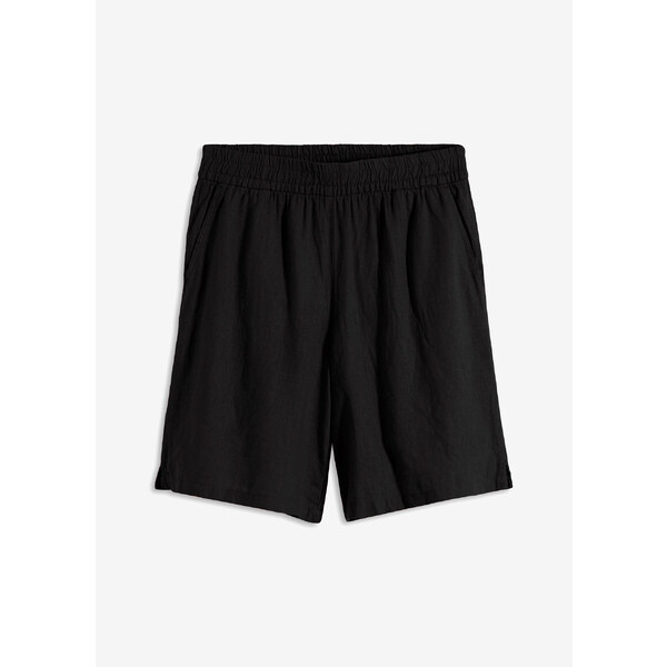 bonprix Bermudy bez zapínania zo vzdušného mixu plátna, farba čierna 53691370