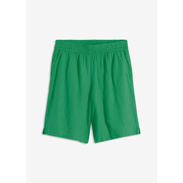 bonprix Bermudy bez zapínania zo vzdušného mixu plátna, farba zelená 53691372