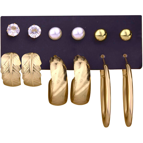 Troli Elegantná sada pozlátených kruhových náušníc a kôstok (6 párov) 66590556