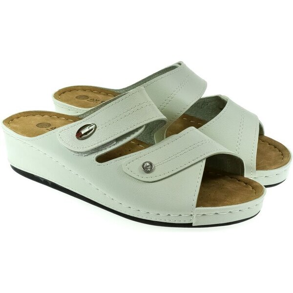 JOHN-C Dámske biele klinové šľapky GLORY 53860388