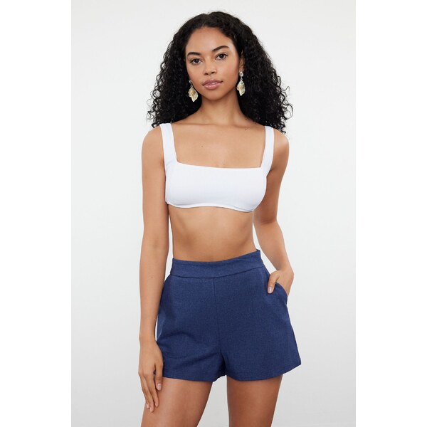 Trendyol Blue Woven Linen Blend 100% Cotton Beach Shorts & Bermuda 64643857