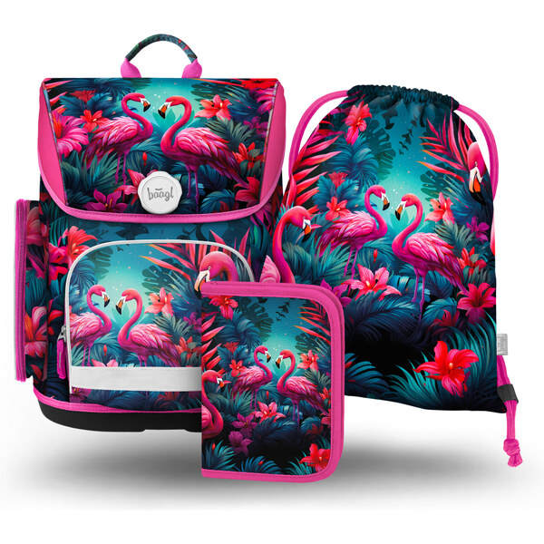 BAAGL SET 3 Ergo Plameňáci: aktovka, penál, sáček 62194762