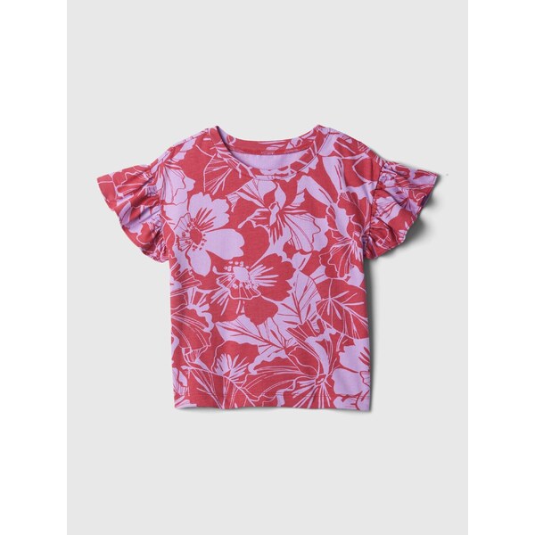 Ružový dievčenský vzorovaný top s volánikmi GAP 54090932