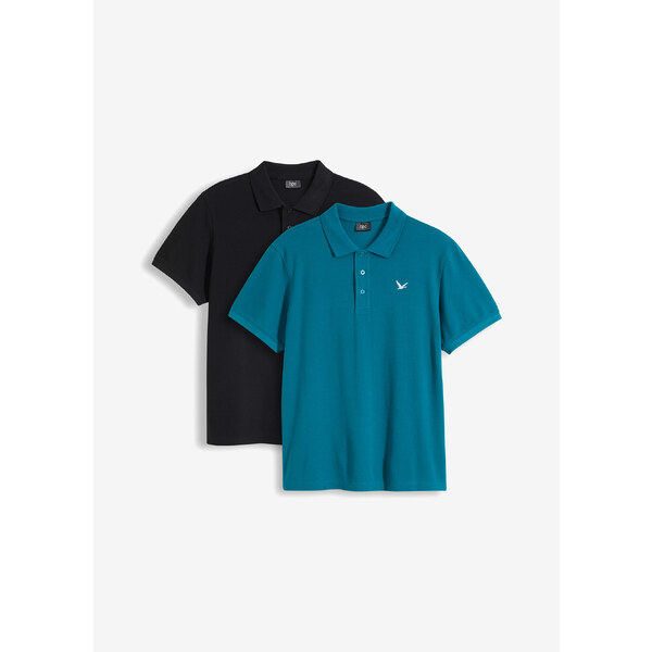 bonprix Polo tričko (2 ks) z čistej bio bavlny, farba modrá 53881427