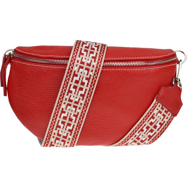 Červená kožená talianska crossbody kabelka Reni Grande Rossa s 53911509