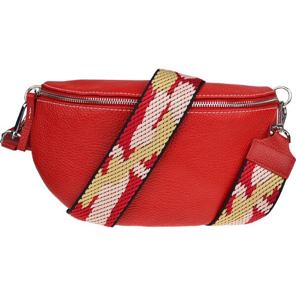 Červená kožená talianska crossbody kabelka Reni Grande Rossa s 53911511
