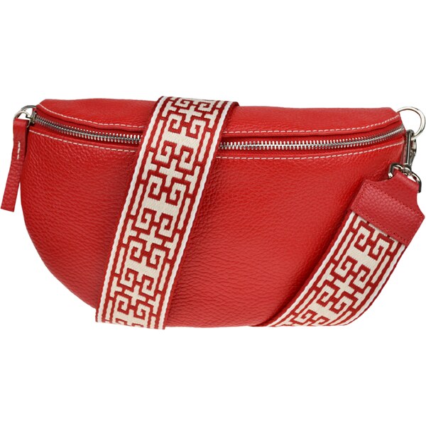 Červená kožená talianska crossbody kabelka Reni Grande Rossa s 53911512