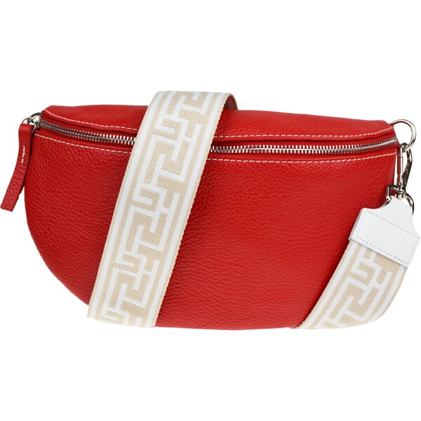 Červená kožená talianska crossbody kabelka Reni Grande Rossa s 53911513