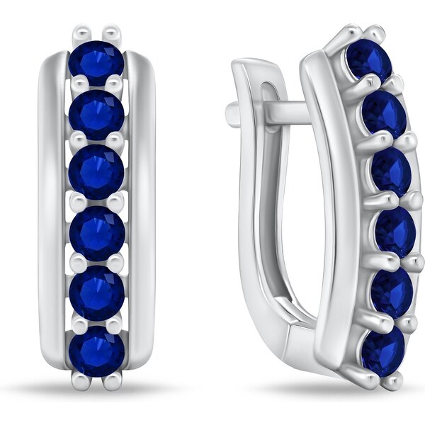 Brilio Silver Úžasné strieborné náušnice s tmavomodrými zirkónmi 66587609