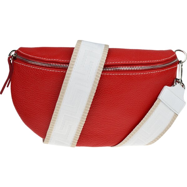 Červená kožená talianska crossbody kabelka Reni Grande Rossa s 53935764
