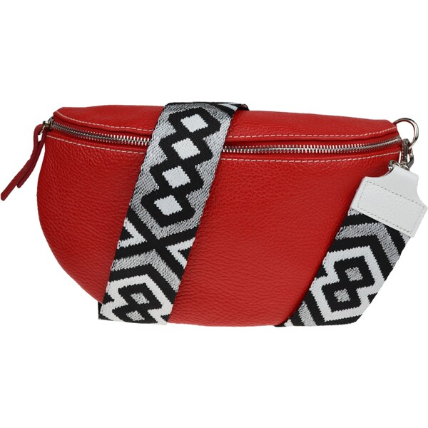 Červená kožená talianska crossbody kabelka Reni Grande Rossa s 53935765