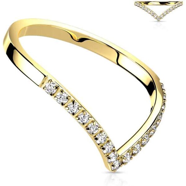 Glory Prsteň z chirurgickej ocele so zirkónmi Kylie zlatý R-M7720G 53953578