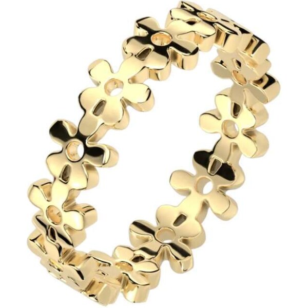 Glory Prsteň z chirurgickej ocele s kvietkami Leia zlatý R-M8141G 53953588