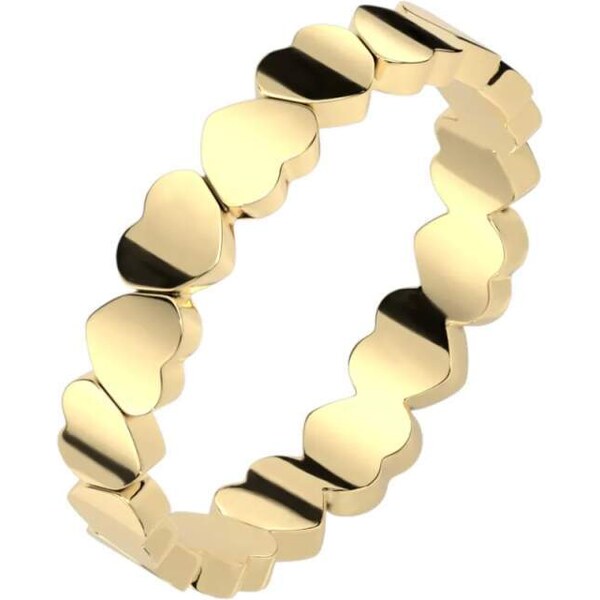 Glory Prsteň z chirurgickej ocele so srdiečkami Lassy zlatý R-M8153G 53953589